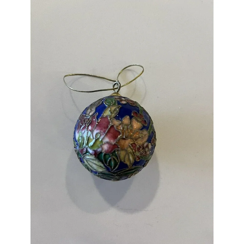 Vintage Cloisonné Christmas Tree Ornament Multicolored Enamel, 3-1/2